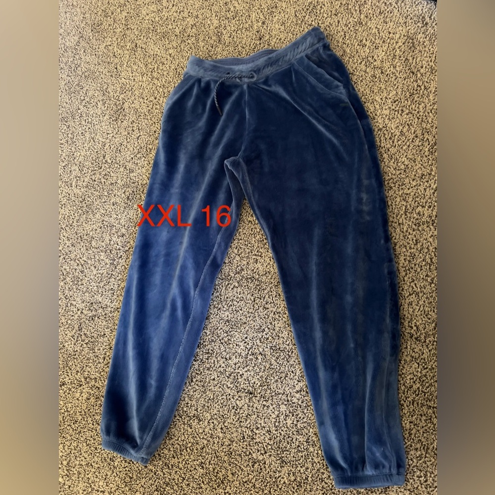 Athleta girls velour sweatpants blue xxl 16 youth